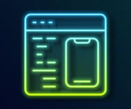 Glowing neon line Software, web developer programming code icon isolated on.. Stock Illustration
