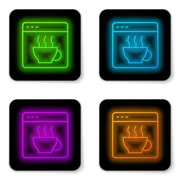 Glowing neon line Software, web developer programming code icon isolated on.. Stock Illustration