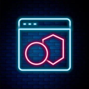 Glowing neon line Software, web developer programming code icon isolated on.. Stockillustratie