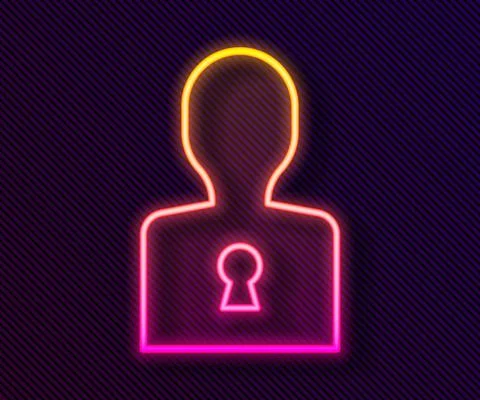 Glowing neon line Solution to the problem in psychology icon isolated on black Illustrazione stock