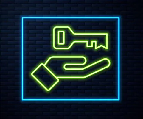 Glowing neon line Solution to the problem in psychology icon isolated on brick Illustrazione stock