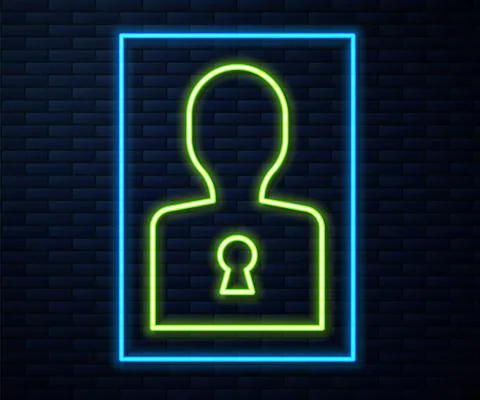 Glowing neon line Solution to the problem in psychology icon isolated on brick Stockillustratie