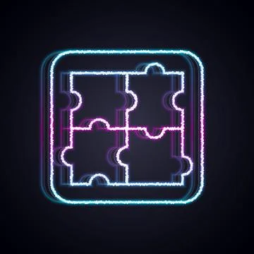 Glowing neon line Solution to the problem in psychology icon isolated on black Stock Illustration