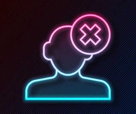 Glowing neon line Solution to the problem in psychology icon isolated on black Stock Illustration