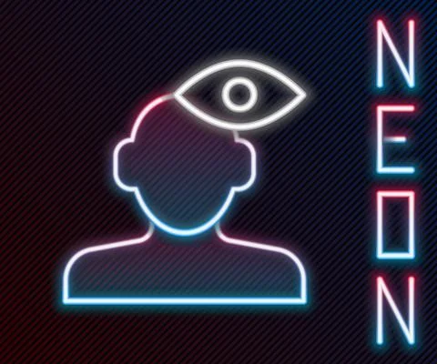 Glowing neon line Solution to the problem in psychology icon isolated on black イラスト素材