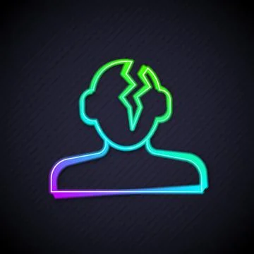 Glowing neon line Solution to the problem in psychology icon isolated on black Stockillustratie