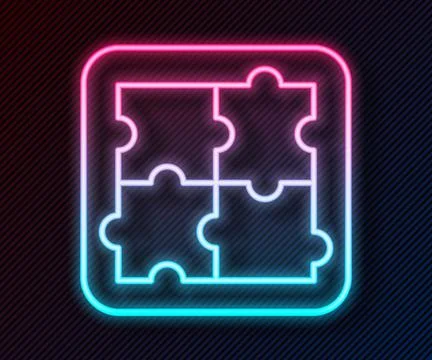 Glowing neon line Solution to the problem in psychology icon isolated on black Illustrazione stock