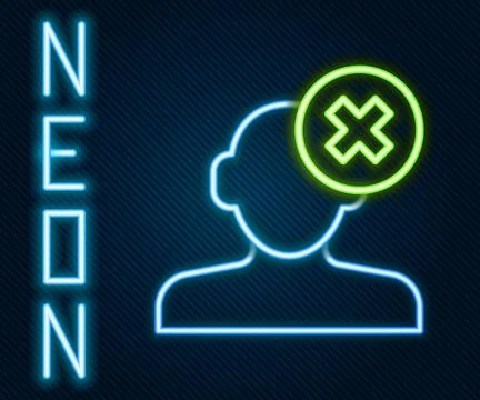 Glowing neon line Solution to the problem in psychology icon isolated on black Stock Illustration