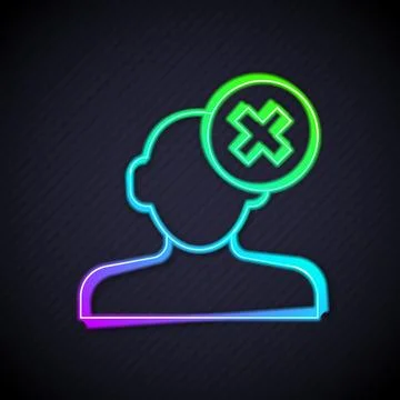 Glowing neon line Solution to the problem in psychology icon isolated on black Stock Illustration