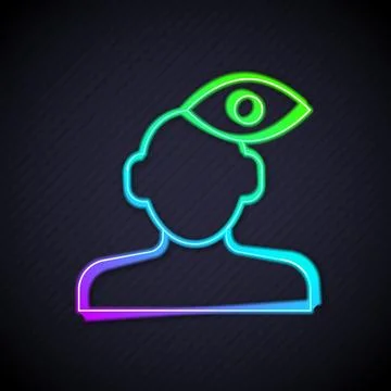 Glowing neon line Solution to the problem in psychology icon isolated on bl.. Stock Illustration