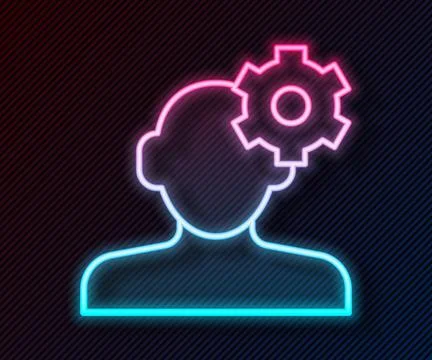 Glowing neon line Solution to the problem in psychology icon isolated on bl.. Stock Illustration