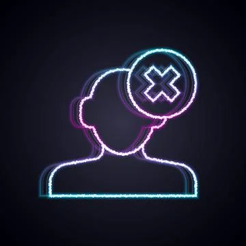 Glowing neon line Solution to the problem in psychology icon isolated on bl.. Illustrazione stock