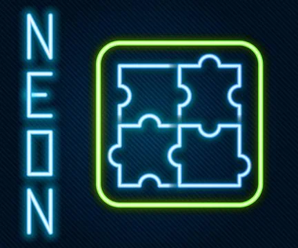 Glowing neon line Solution to the problem in psychology icon isolated on bl.. Illustrazione stock