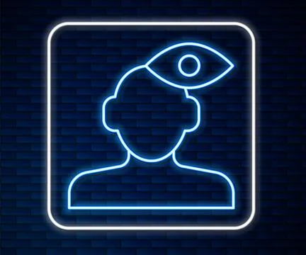 Glowing neon line Solution to the problem in psychology icon isolated on br.. Stock Illustration