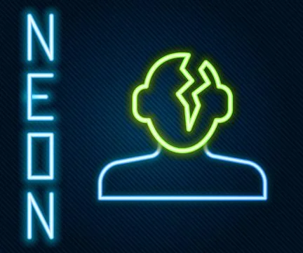 Glowing neon line Solution to the problem in psychology icon isolated on bl.. Illustrazione stock