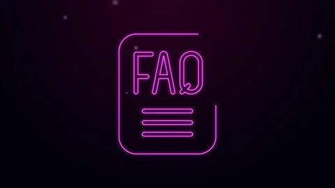 Glowing neon line Speech bubble with text FAQ information icon isolated on black Stock Footage 168141198
