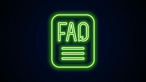Glowing neon line Speech bubble with text FAQ information icon isolated on black Stock Footage 168141202