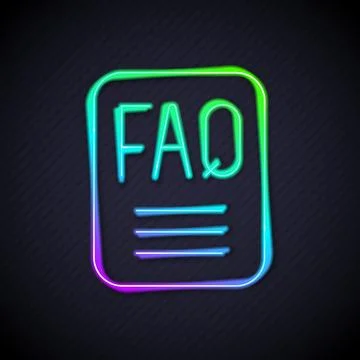 Glowing neon line Speech bubble with text FAQ information icon isolated on .. Stock Illustration