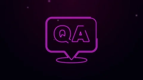 Glowing neon line Speech bubbles with Question and Answer icon isolated on black Stock Footage 154101022