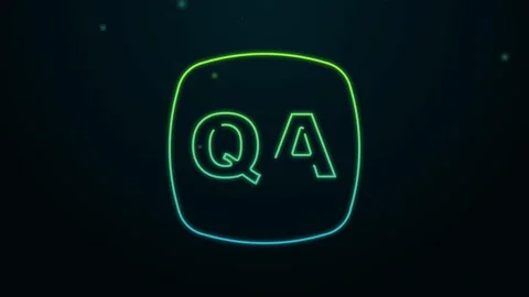 Glowing neon line Speech bubbles with Question and Answer icon isolated on black Stock Footage 155837219
