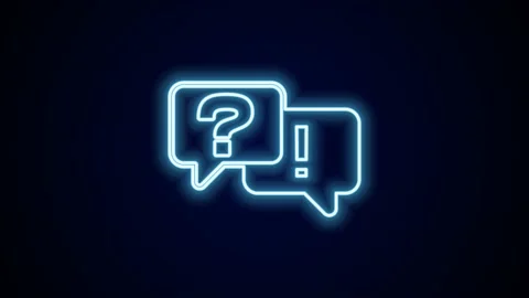 Glowing neon line Speech bubbles with Question and Answer icon isolated on black Stock Footage 227427208