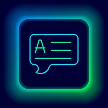 Glowing neon line Speech bubbles with Answer icon isolated on black background Stock Illustration