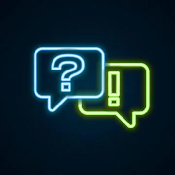 Glowing neon line Speech bubbles with Question and Answer icon isolated on .. Illustrazione stock