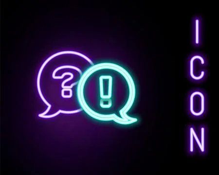 Glowing neon line Speech bubbles with Question and Exclamation icon isolate.. イラスト素材