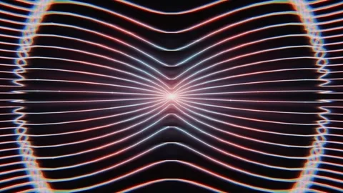 Glowing neon line sphere distorts and converges in 3d animation Stock Footage 346659298