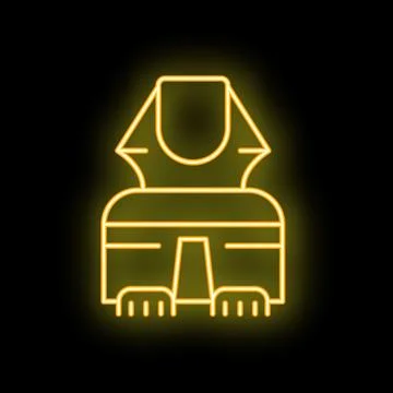 Glowing neon line sphinx icon isolated on black background Stock Illustration
