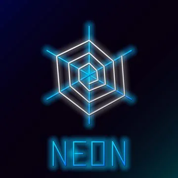 Glowing neon line Spider web icon isolated on black background. Cobweb sign 스톡 일러스트