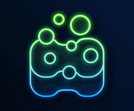 Glowing neon line Sponge icon isolated on blue background. Wisp of bast for w Stock Illustration