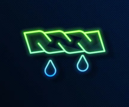 Glowing neon line Squeeze clothes icon isolated on blue background.  Vector 스톡 일러스트