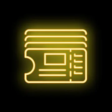 Glowing neon line stack of tickets icon illustrating event entry Stock Illustration