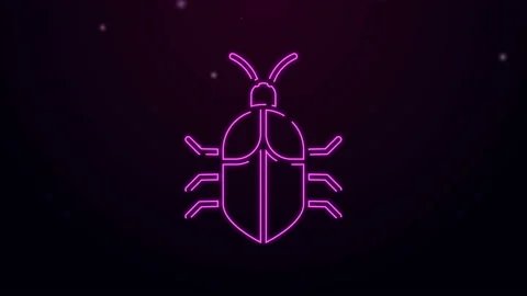 Glowing neon line System bug concept icon isolated on purple background. Code Stock Footage 139562021