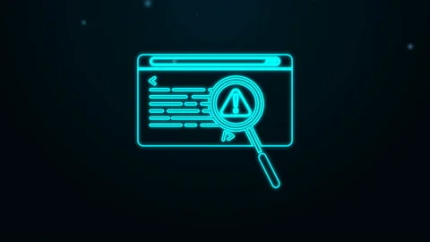 Glowing neon line System bug concept icon isolated on black background. Code bug Stock Footage 139600608