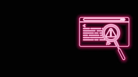 Glowing neon line System bug concept icon isolated on black background. Code bug Stock Footage 141090820