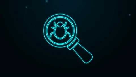Glowing neon line System bug concept icon isolated on black background. Code bug Vídeos de archivo 145441209