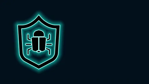 Glowing neon line System bug concept icon isolated on black background. Code bug Vídeos de archivo 147225331