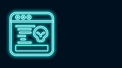 Glowing neon line System bug concept icon isolated on black background. Code bug Stock Footage 156027620