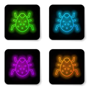 Glowing neon line System bug concept icon isolated on white background. Code bug Stock Illustration