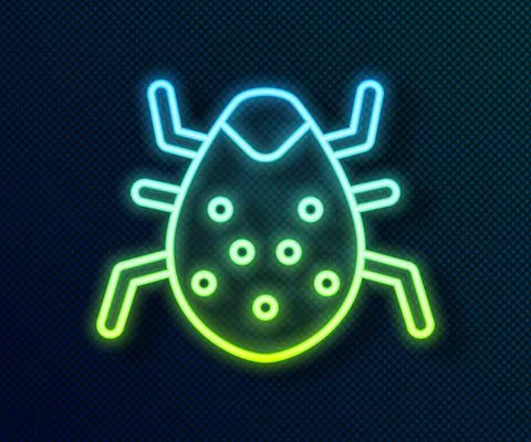 Glowing neon line System bug concept icon isolated on black background. Code bug Stockillustratie