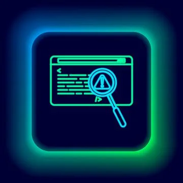 Glowing neon line System bug concept icon isolated on black background. Code bug Stock Illustration