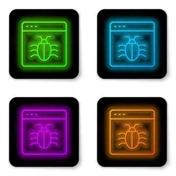 Glowing neon line System bug concept icon isolated on white background. Code bug 스톡 일러스트