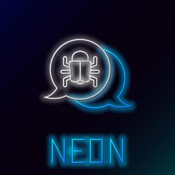 Glowing neon line System bug concept icon isolated on black background. Code bug Stock-Illustration