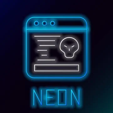 Glowing neon line System bug concept icon isolated on black background. Code bug Stock Illustration