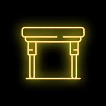 Glowing neon line table icon isolated on black background Stockillustratie