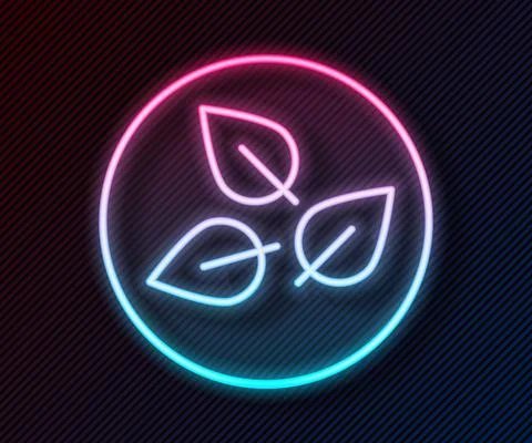 Glowing neon line Tea leaf icon isolated on black background. Tea leaves. Vector Stock Illustration
