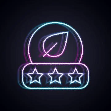 Glowing neon line Tea leaf icon isolated on black background. Tea leaves. Vector Stock Illustration