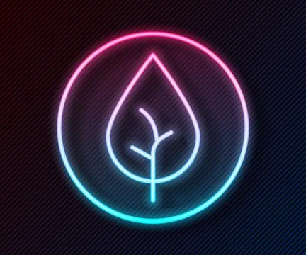 Glowing neon line Tea leaf icon isolated on black background. Tea leaves. Vector Stock Illustration
